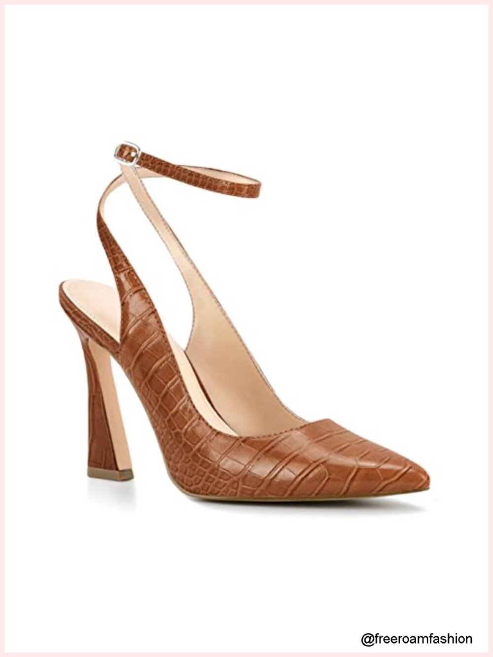 Faux Leather Slingback High Heel Pumps Pointed Toe Wedding Dress Shoes